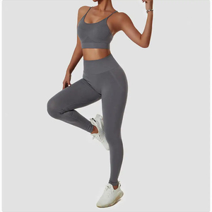 Soutien-gorge d'entraînement pour femmes avec bretelles croisées couleur unie hauts de gymnastique vêtements de Fitness imprimé écologique grande taille soutien-gorge de Yoga de sport - Product Image 5