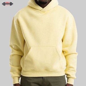 Sweat à capuche de coupe régulière avec logo personnalisé sans ficelle éponge française de haute qualité 100% coton lourd hiver polaire pour hommes 300g sweat à capuche doublé - Product Image 3