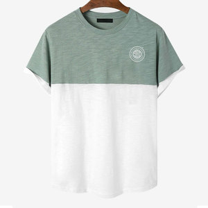 เสื้อยืดผู้ชายไซส์ใหญ่ยอดนิยม สีตัดกัน สไตล์ใหม่ เสื้อยืดคอกลมผู้ชาย - Product Image 1