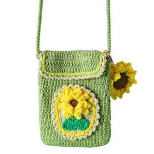 Bolso cruzado de punto estilo artesanal con diseño de melocotón, uva y girasol, con tarjetero, para el Día de la Amistad, y riñonera tejida para Pascua - Product Image 1