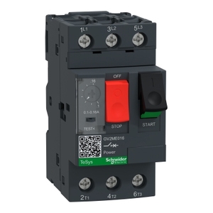 Interruttore Magnetotermico SCHNEIDER ELECTRIC TeSys GV2 3P, Modello GV2ME016 0.1-0.16 A, Terminali a Morsetto - Product Image 1