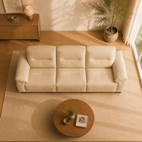 Canapé d'angle en cuir véritable moderne avec accoudoirs rembourrés, écologique, trois places, pour appartements et salons d'hôtel
