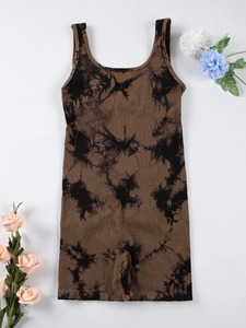 ชุดโยคะเปลือยหลัง1ชิ้นจั๊มสูทเล่นกีฬาแขนกุดคอตัวยูบอดี้สูทสำหรับผู้หญิงแบบยืดได้สีพื้นไม่มีแผ่นหน้าอก - Product Image 6