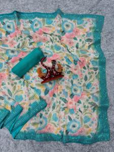 Diseñador de calidad superior Hermosas lentejuelas trabajo estampado floral en Heavy Georgette Fabric Sari Disponible a precio al por mayor - Product Image 6