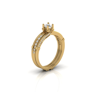 Star Dust 0.50 CT élégant Solitaire rond Moissanite diamant bague de fiançailles pour les femmes solide or jaune mariage bijoux fins - Product Image 4