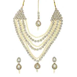 Vivant 1105112 Fine Jewelry Set Austrian Stone Necklace and Maang <b>Tikka</b> Elegant Charms for Women - Product Image 1