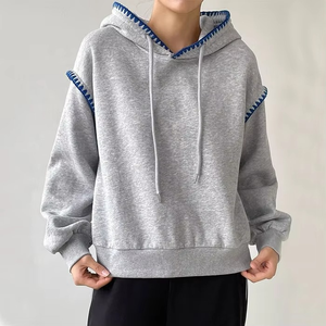 Sudadera con capucha de manga larga ligera al por mayor con logotipo personalizado de alta calidad para mujer - Product Image 1