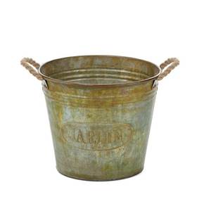 Juego de 3 macetas de estaño galvanizadas con mango de cuerda, para decoración interior y exterior del hogar, 15,5 pulgadas - Product Image 3