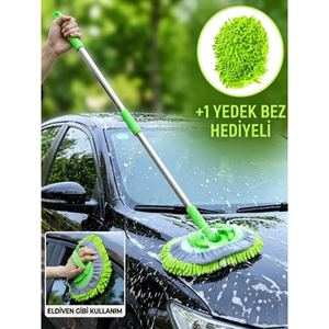 Cepillo para lavado de autos con mango telescópico de microfibra y paño de repuesto - Product Image 1