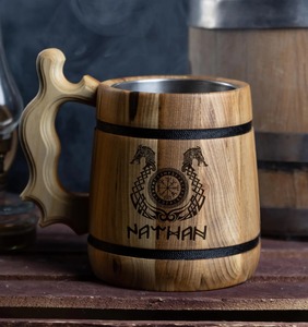 ถ้วยกาแฟไม้แบบชนบททำด้วยมือจานรองถ้วยไม้ไผ่คู่สำหรับของขวัญวันครบรอบแต่งงานวันเกิด - Product Image 4