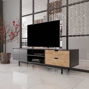 Contemporary KTV68042 TV Stand for Modern Living Room 180x40x50cm Wood with Iron <b>Legs</b> <b>Foldable</b> Farmhouse TV <b>Table</b> - Product Image 4