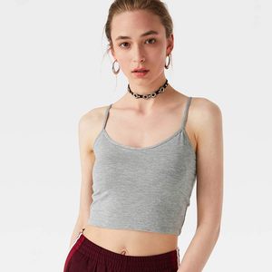 Débardeur court en maille fine pour femme, uni, à séchage rapide, doux, extensible, côtelé, décontracté, sans manches, pour l'été, à porter au quotidien - Product Image 1