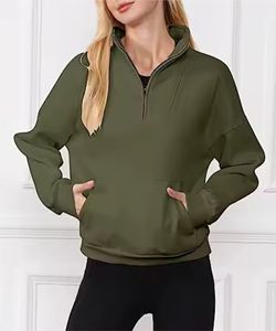 Sudadera casual de mujer estilo urbano con capucha, de forro polar, manga larga, cuello redondo, bolsillo con etiqueta, tejido grueso. - Product Image 2