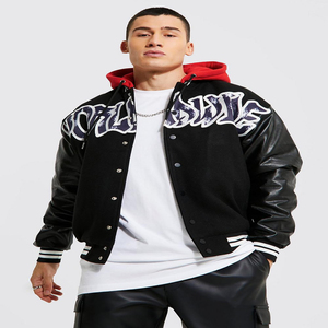 Latest High Quality 100% Wool Top Patchwork Varsity <b>Jacket</b> for Men Stand Collar Letterman Design for Winter - Product Image 5
