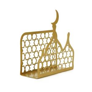 Porte-serviettes doré spécial Ramadan support de mouchoirs en métal martelé décor de Table islamique élégant organisateur de table à manger - Product Image 2