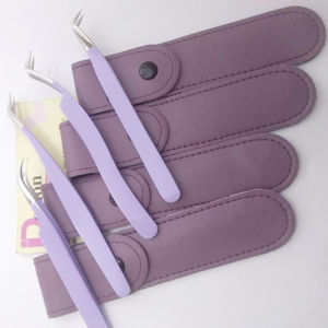Pince à cils en acier durable enduit de violet de qualité professionnelle outil de beauté semi-incurvé à 45 degrés - Product Image 1