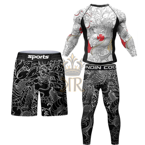 Jiu Jitsu para hombre Kimono Rashguard MMA Camiseta + Pantalones cortos Camisetas de compresión + Pantalón Trajes deportivos Bjj Kickboxing Muay Thai Sport Boxing - Product Image 3