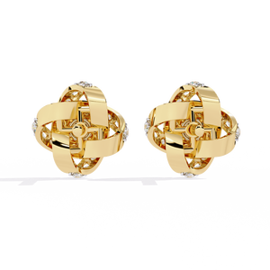 ต่างหูทอง18K สดใสพร้อมต่างหูเพชรพรีเมี่ยมที่ปลูกในห้องปฏิบัติการ - Product Image 2