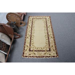 Tapis turc, tapis vintage 2,5x4,9 pieds, tapis en laine marocaine beige brun - Product Image 1