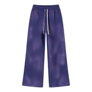 Printemps et automne 400gsm personnalisé de haute qualité lavage à l'acide pantalons décontractés et doux pantalons à jambes larges jambes droites pour hommes - Product Image 6