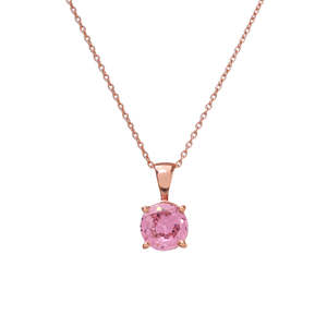 Collar con baño de oro rosa y colgante de piedra rosa, cadena geométrica moderna de acero inoxidable, joyería budista para mujer - Product Image 2