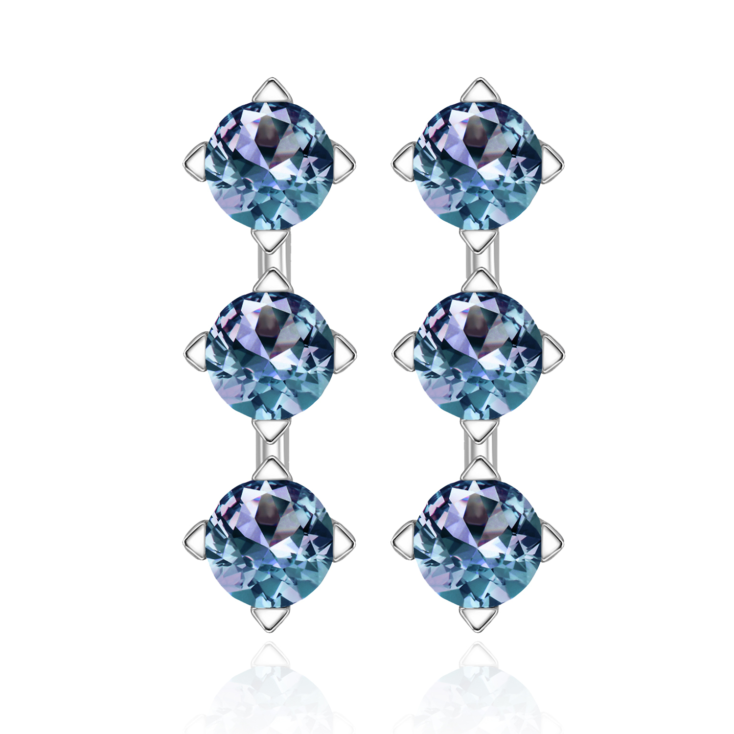 Boucles d'oreilles élégantes en laiton plaqué or blanc 18 carats