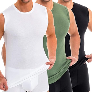 Camiseta sin mangas Henley de moda de alta calidad para hombres Camiseta de algodón OEM para gimnasio - Product Image 3