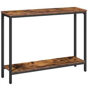 <strong>Skinny</strong> Sofa Hallway <strong>Table</strong> Industrial Metal Vintage Brown Wood Narrow Rustic Entryway <strong>Console</strong> <strong>Table</strong> with Charging Station - Product Image 4