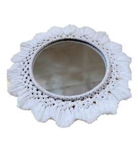 Wholesale Price Macrame Wall <b>Mirror</b> Natural Finishing Christmas Decoration Wall Mounted <b>Mirror</b> Attractive Looks for Home Decor - Product Image 4
