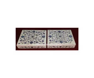 흰색 대리석 블루 속지 진주 상자의 어머니 보석 상자 포장 멋진 모양 천연 흰색 대리석 MOP 상자 예산 가격