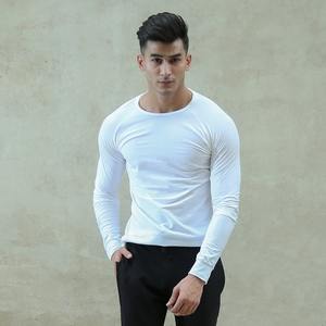 T-shirt de sport à manches longues pour homme, streetwear, imprimé, tee-shirt de fitness, œuvre d'art personnalisée, coton doux, haut décontracté actif, fournisseur - Product Image 5