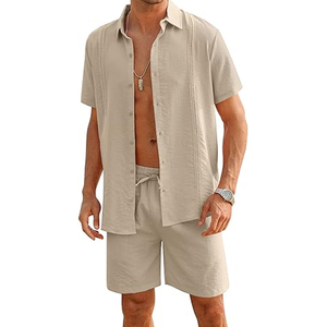Nuevo Color, ropa de playa de manga corta, traje de jogging para hombre, conjuntos cortos de dos piezas, camiseta de gran tamaño con cuello redondo y hombros caídos, chándal - Product Image 1