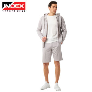 Men's Fashionable Fleece <b>Pyjama</b> <b>Hoodie</b> and Shorts Set Custom Tracksuits for Autumn Season Breathable Feature - Product Image 1