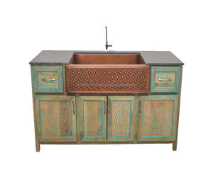 Fregadero de cocina de cobre con acabado antiguo, cuadrado, calibre pesado, estándar americano, patrón de Argyle de alta calidad, granja martillada clásica - Product Image 2