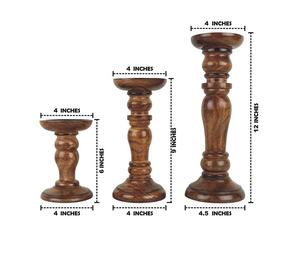 มือ Crafted ไม้เสาเทียนผู้ถือชุด3 - Product Image 2