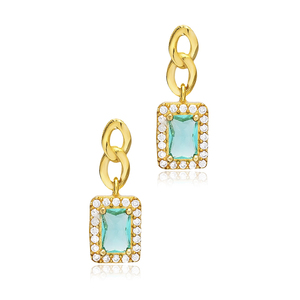 Paraiba CZ Pierre Rectangle Conception Argent Boucles D'oreilles Turc À La Main 925 Bijoux En Argent Sterling - Product Image 4