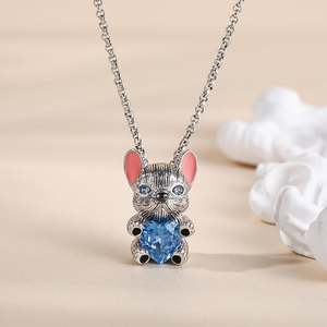 Conjunto de Joyería de Plata de Ley con Corte de Corazón de Bulldog Francés Inteligente Jeulia Hug Me - Product Image 4