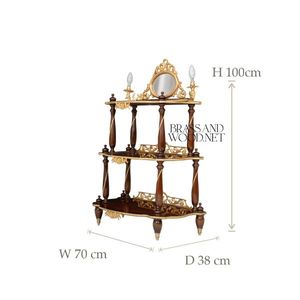 Consola Clásica de Lujo de Tres Niveles de Madera con Adornos de Latón - Product Image 4