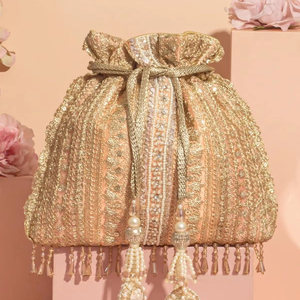 Indian Ethnic Eco-Friendly Durable Polyester Potli Bag for <b>Bride</b> Mehendi Ceremony Handbag Customizable Size Ladiesclutches More - Product Image 1