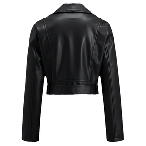 Nouveau Parka Court Femme en Fausse Fourrure de Renard et Similicuir Noir, Style Tissé Fin, Fermeture Éclair - Product Image 3