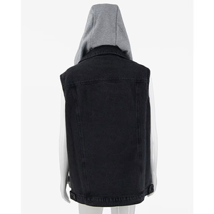 Wholesale Price New Design Fashion Sleeveless Jacket Unisex Men <b>Women</b> <b>Denim</b> Cowboy <b>Vest</b> Ladies Hooded <b>Denim</b> <b>Vest</b> - Product Image 2