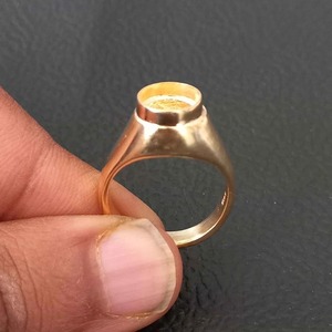 925 Sterling Silver 8mm Collet Ring Bezel 14K Gold Plated Men's Jewelry Finding Component DIY Jewelry Making Supplies - Product Image 6