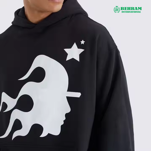 Sweat à capuche pull-over avec logo personnalisé pour hommes sweats à capuche en polaire personnalisés sans ficelle unisexe en mousse DTG sérigraphie pour l'hiver - Product Image 4