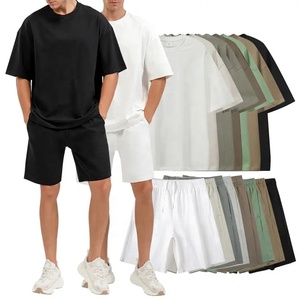 Ropa activa pantalones cortos de algodón de verano para hombre y trajes de camiseta 2023 unisex jogging 2 piezas casual ropa de playa conjuntos cortos - Product Image 1
