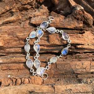 Pulsera de piedra lunar hecha a mano, plata de ley 925, joyería con piedras preciosas para mujer, regalo de piedra lunar natural - Product Image 2