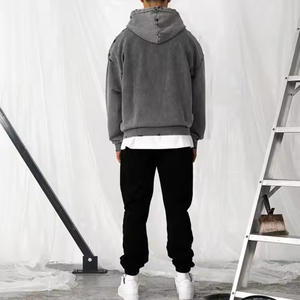 Qualité supérieure Sun Faded Dabble Zipper Lavage à l'acide Déchiré Détresse Hommes Zipper Hoodies Fabricant Top Tendance Bonne Qualité - Product Image 3