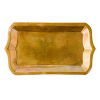 Plateau de service rectangulaire en argent de style antique en gros avec bordure ornée en relief et deux poignées pour hôtel et salle à manger à domicile