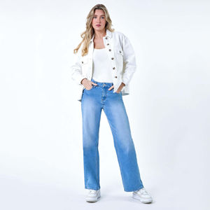 Vêtements pour femmes de couleur unie, mode féminine décontractée, vestes en gros, col rabattu, veste pour femmes, vestes en jean pour femmes - Product Image 1