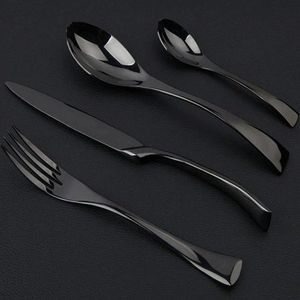 Cubiertos de Acero Inoxidable de Lujo, 4 Piezas, Cuchillo, Cuchara y Tenedor Negros para Cocina, Cubertería Plateada para Restaurante, Hecho en India - Product Image 4
