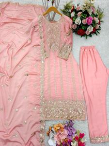 Traje de fiesta de Bollywood de diseñador para niñas Top indio y pakistaní con Dupatta para bodas - Product Image 6